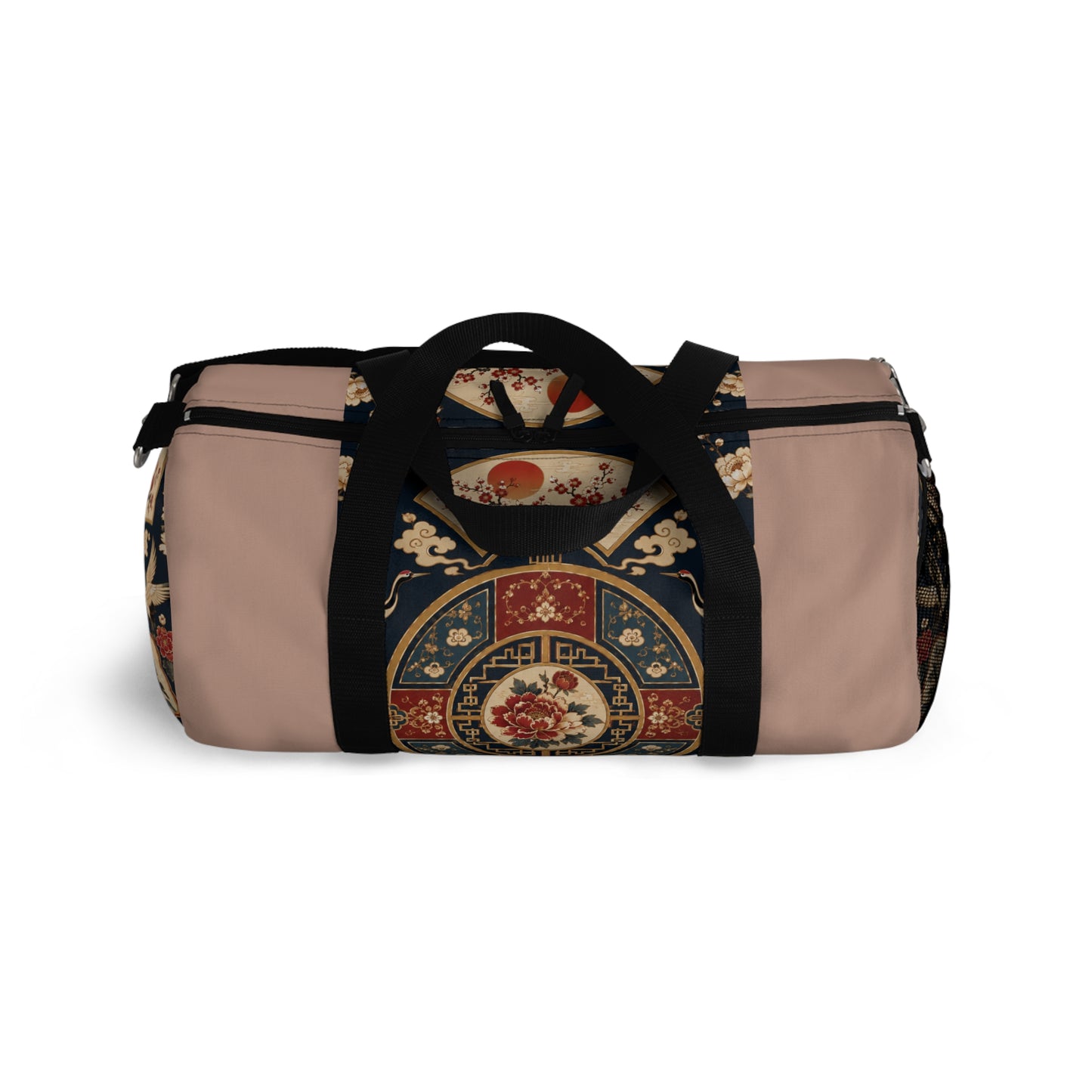 East Asian Oriental Medallion Baby Pink Duffel Gym Bag