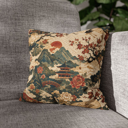 East Asian Vintage Landscape Pillow Case