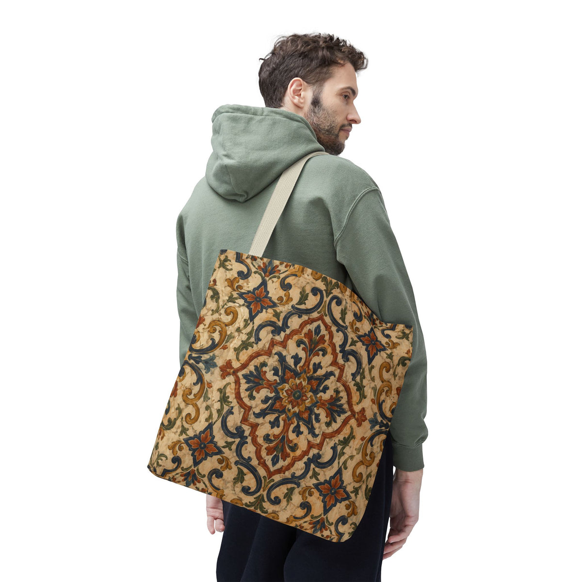 Full Art Moroccan Ornate Traditional Canvas Tote Bag