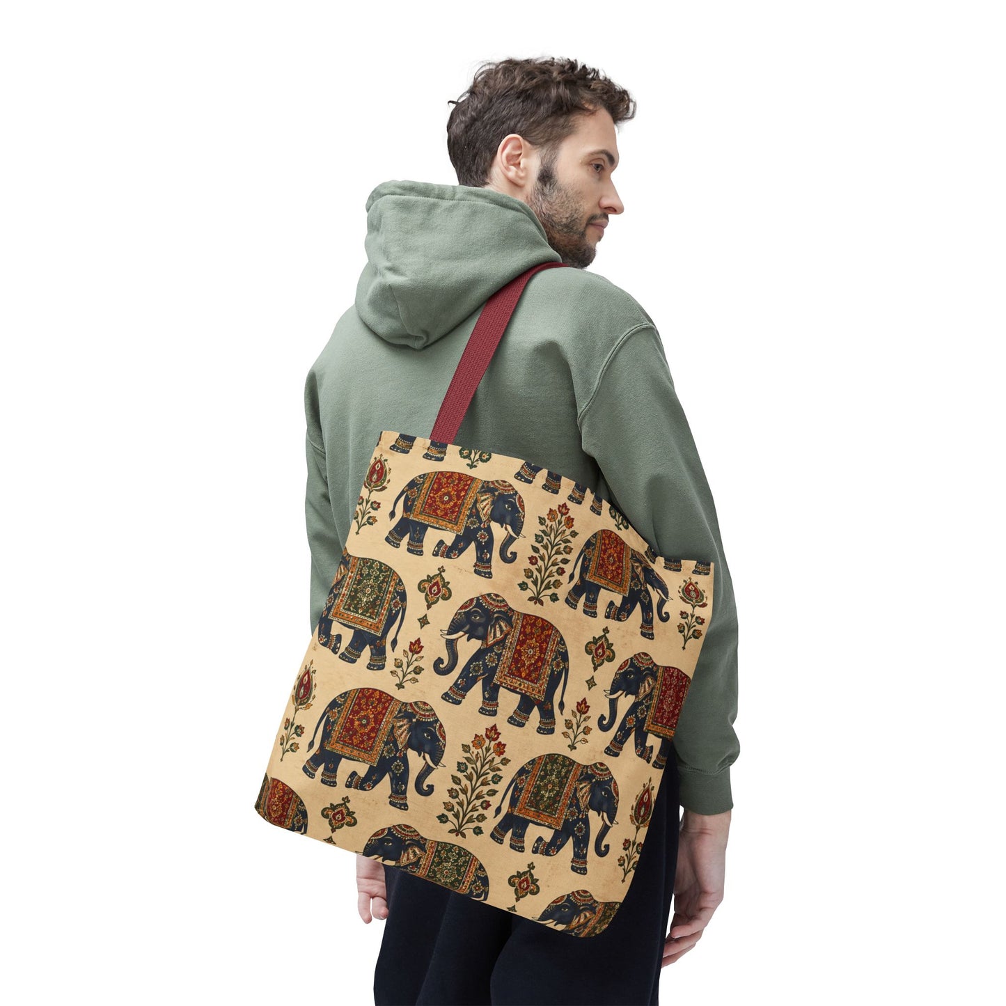 Indian Vintage Traditional Elephant Tapestry Full Art Tote Bag