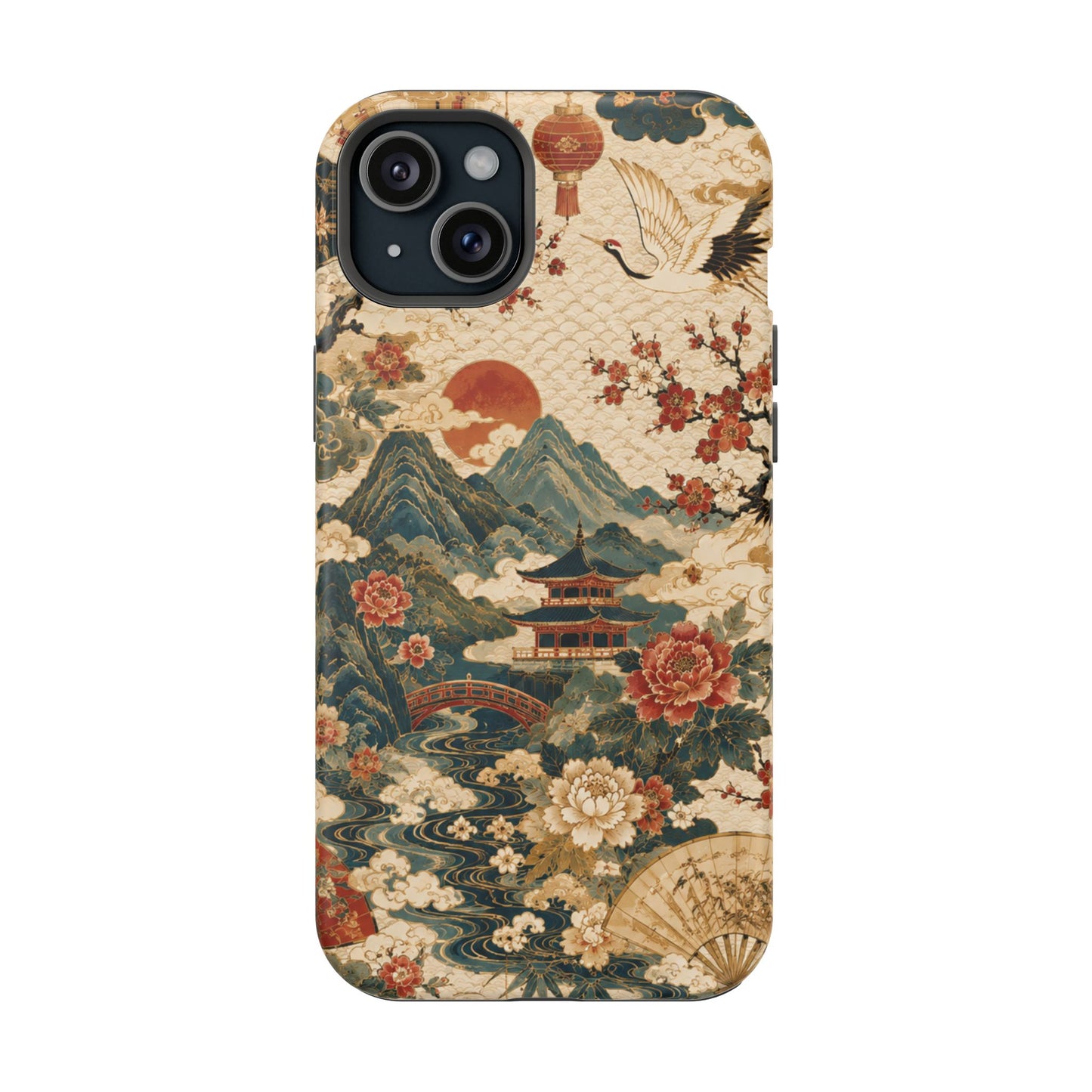 East Asian Vintage Landscape iPhone Case | Magnetic Impact-Resistant Case