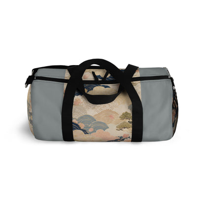 Vintage Japanese Cloudy Blue Wave & Clouds Duffel Bag