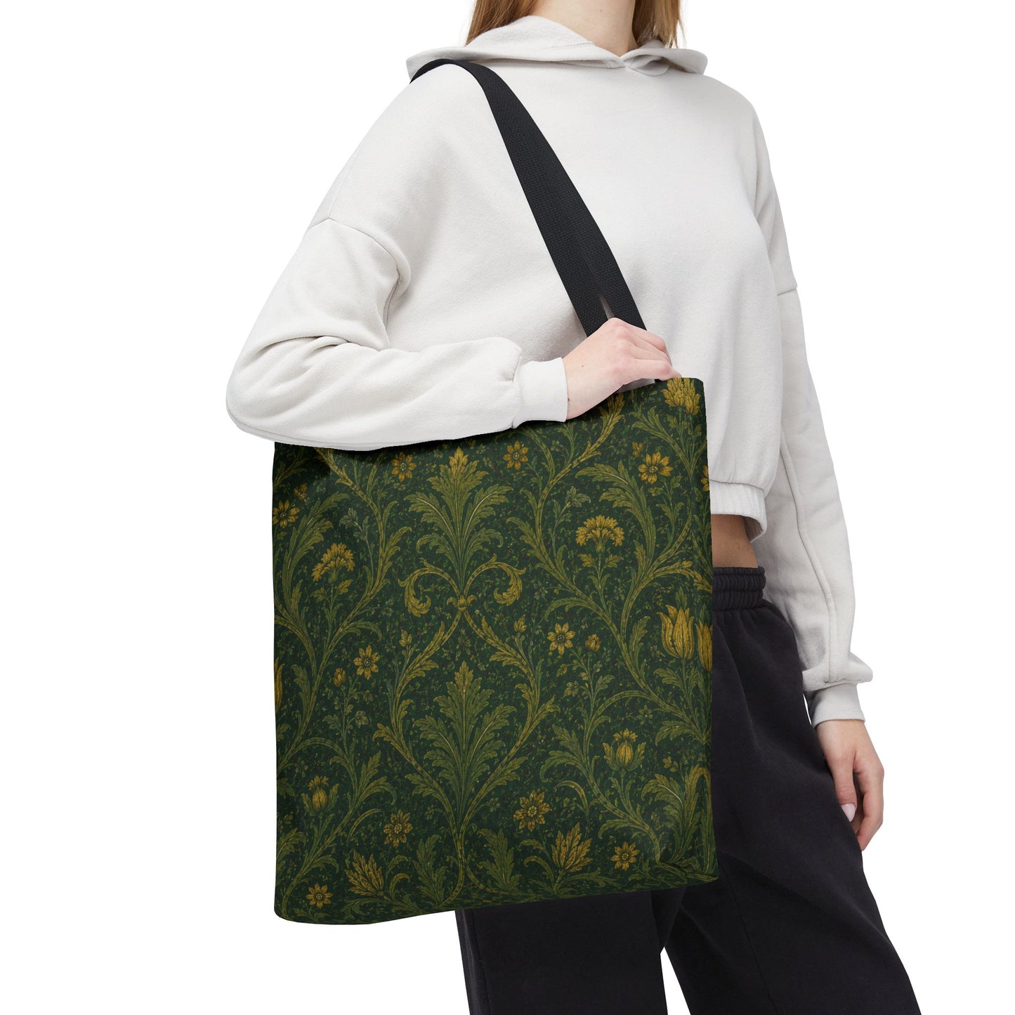 William Morris Damask Floral Forest Green Full Art Tote Bag