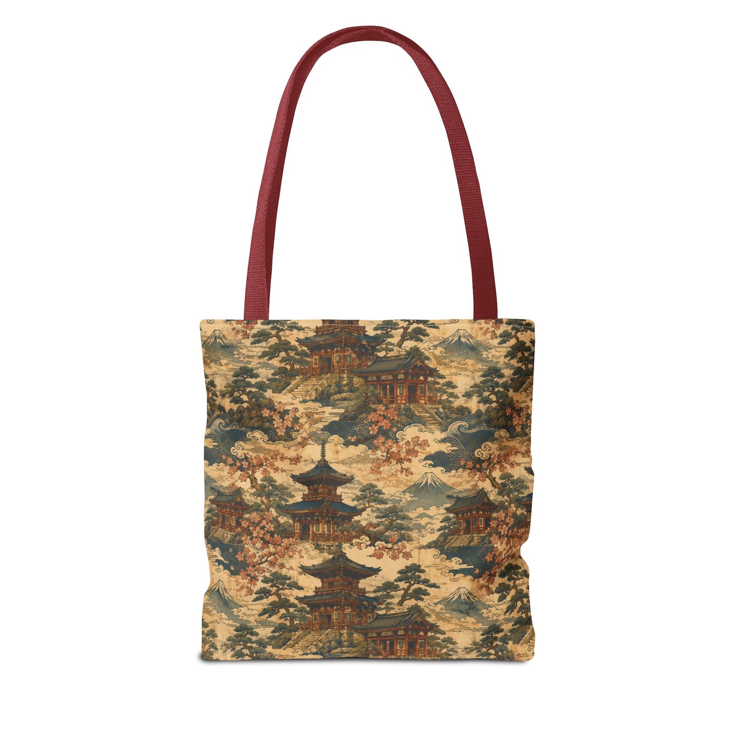 Vintage Japanese Temple Painting Full Art Tote Bag