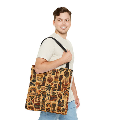 African Tribal Ethnic Silhouette Pattern Full Art Tote Bag