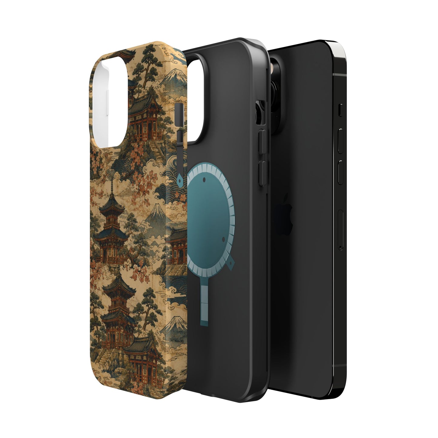 Vintage Japanese Temple Painting Magnetic Impact-Resistant iPhone Cases