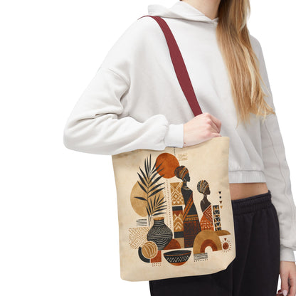 African Silhouette Pattern Full Art Tote Bag