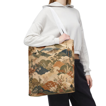 Vintage Japanese Animal Landscape Painting Full Art Tote Bag