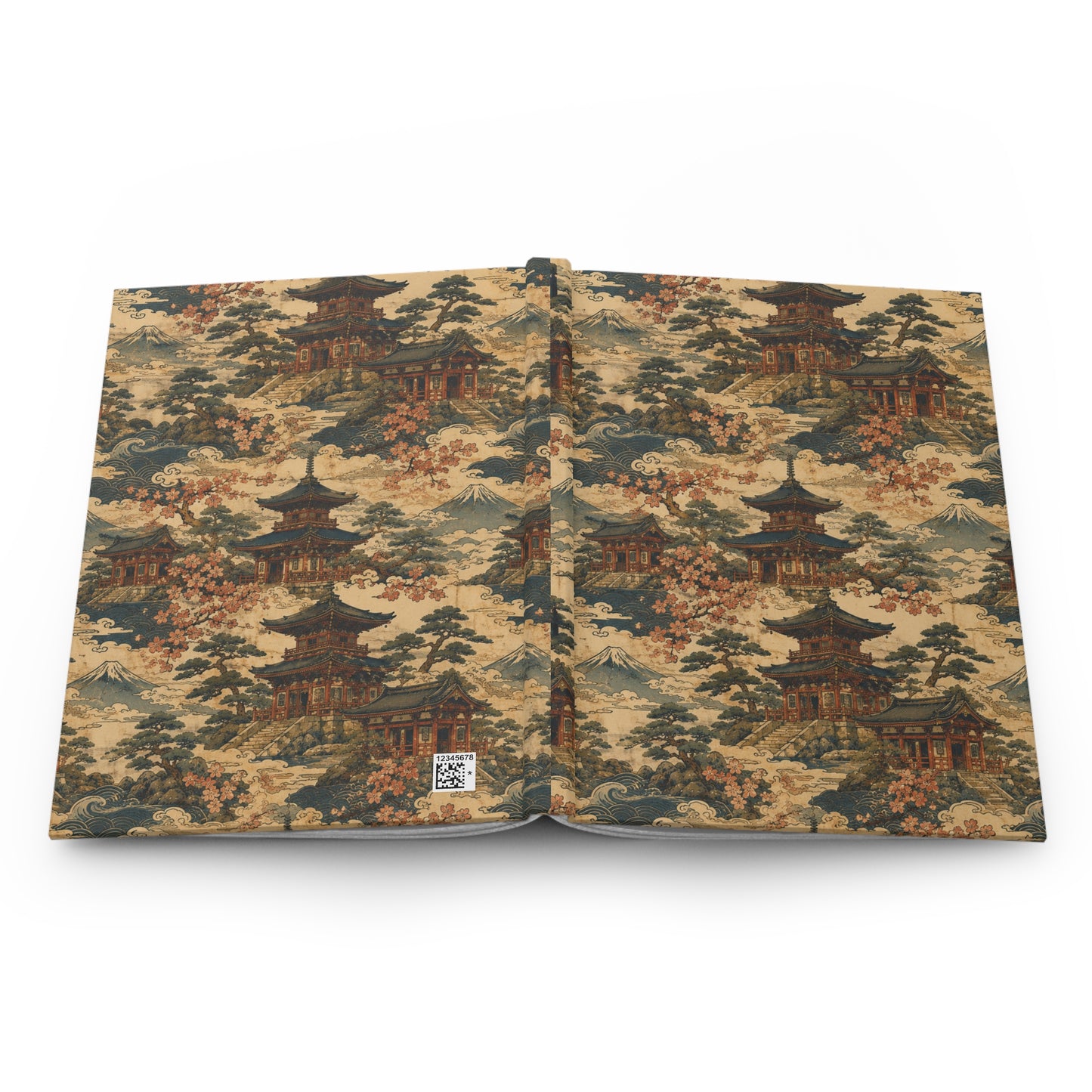 Vintage Japanese Temple Painting Hardcover Journal
