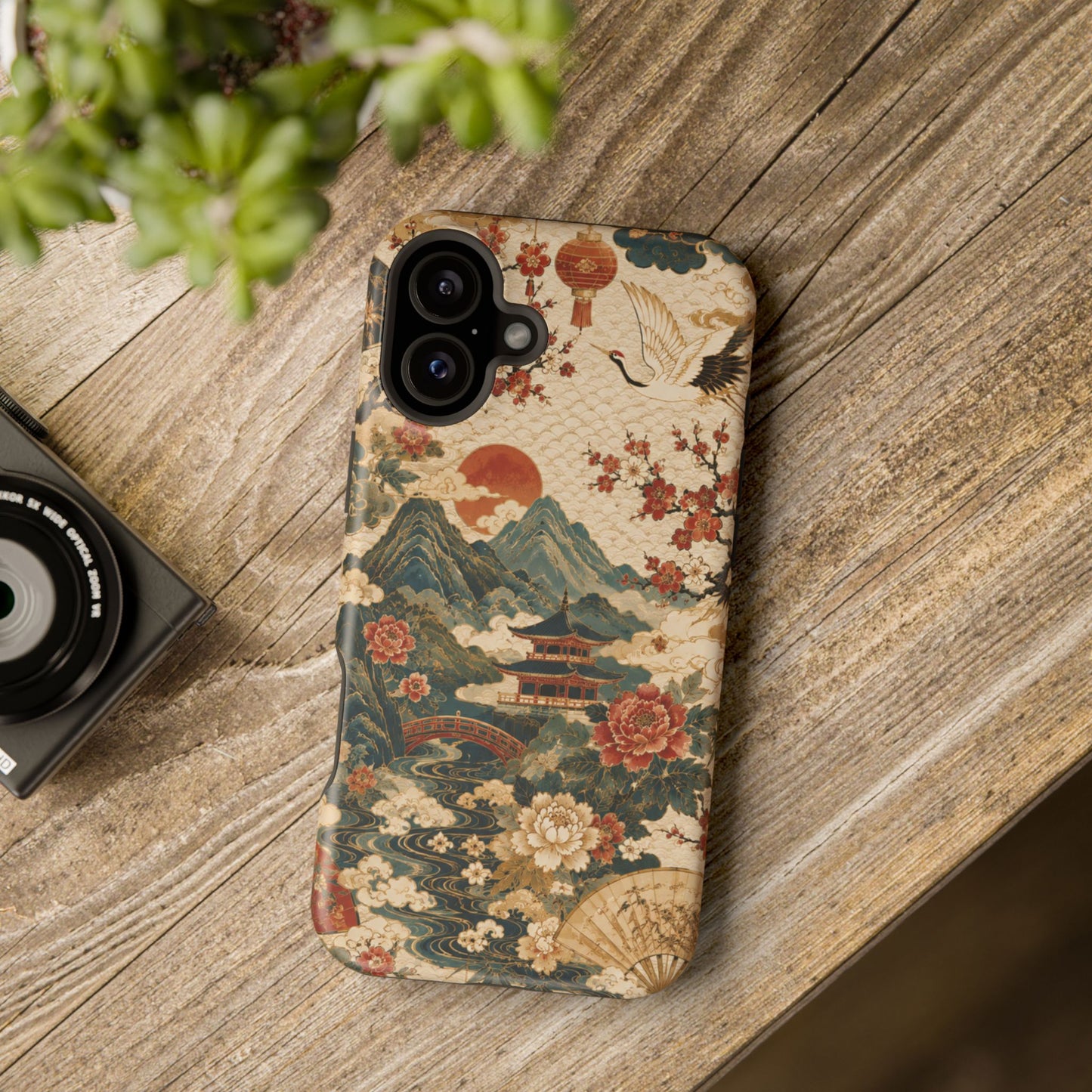 East Asian Vintage Landscape iPhone Case | Magnetic Impact-Resistant Case