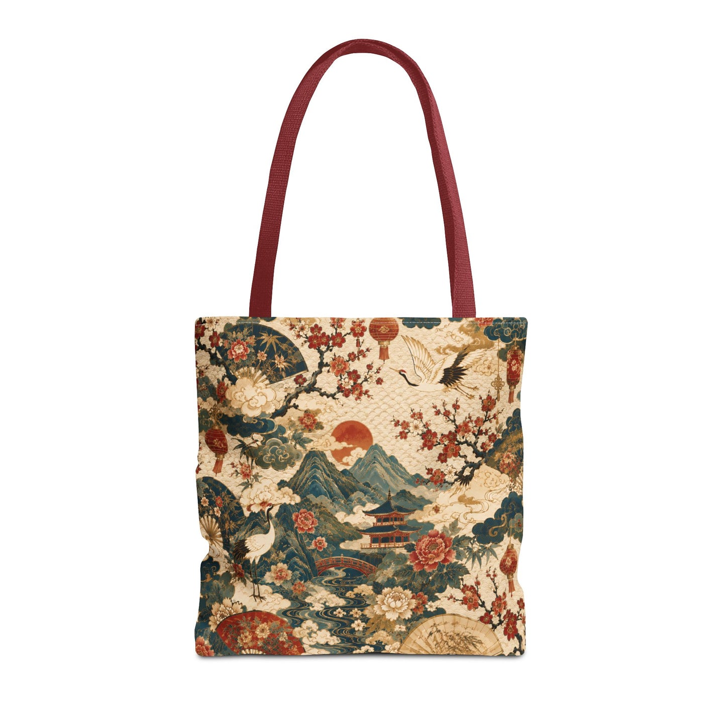 East Asian Vintage Landscape Full Art Tote Bag