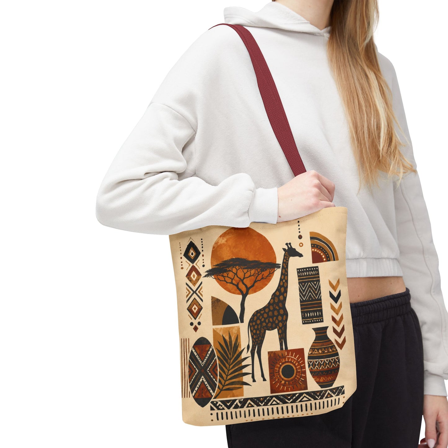African Safari Giraffe Full Art Tote Bag