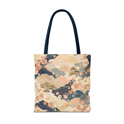 Vintage Japanese Waves & Clouds Painting Full Art Tote Bag