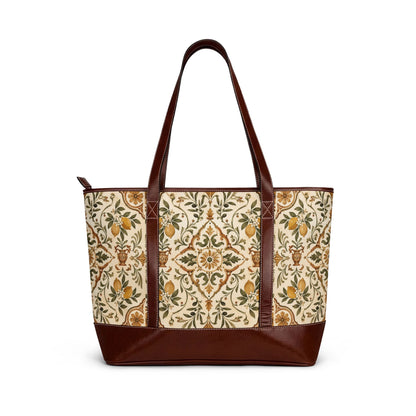 Mediterranean Moroccan Leather Trim Shoulder Tote Bag