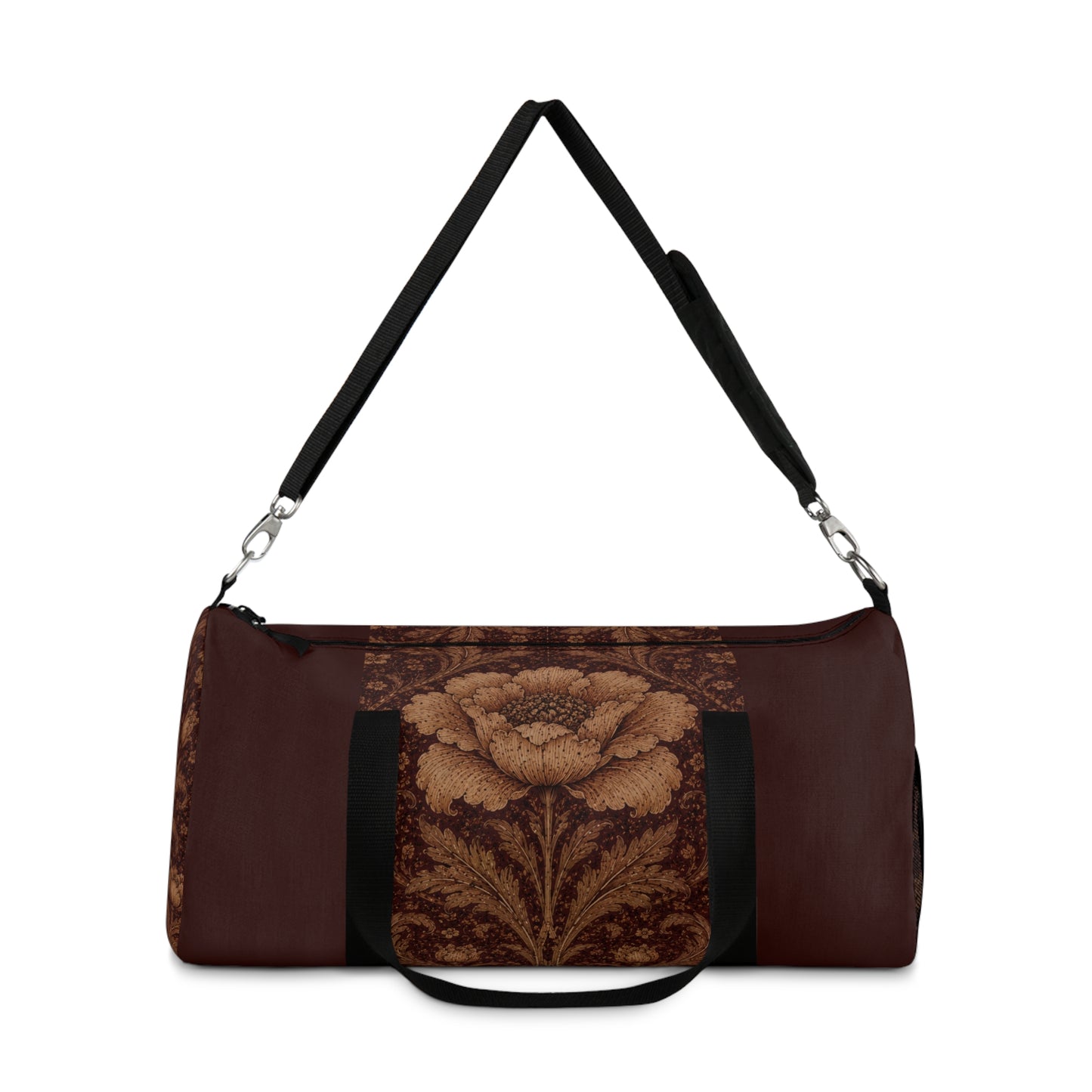William Morris Floral Damask Maroon Rose Duffel Gym Bag