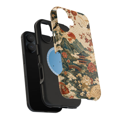 East Asian Vintage Landscape iPhone Case | Magnetic Impact-Resistant Case