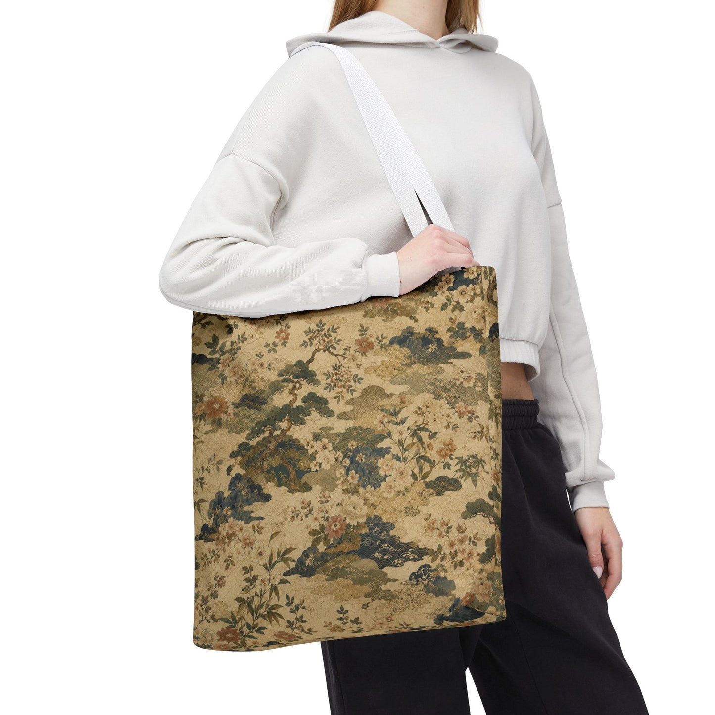 Vintage Japanese Floral Painting Full Art Tote Bag