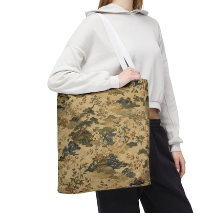 Vintage Japanese Floral Painting Full Art Tote Bag