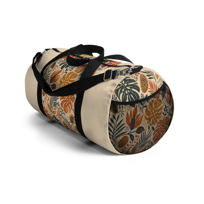 African Tribal Botanical Palm Cream Beige Gym Duffel Bag
