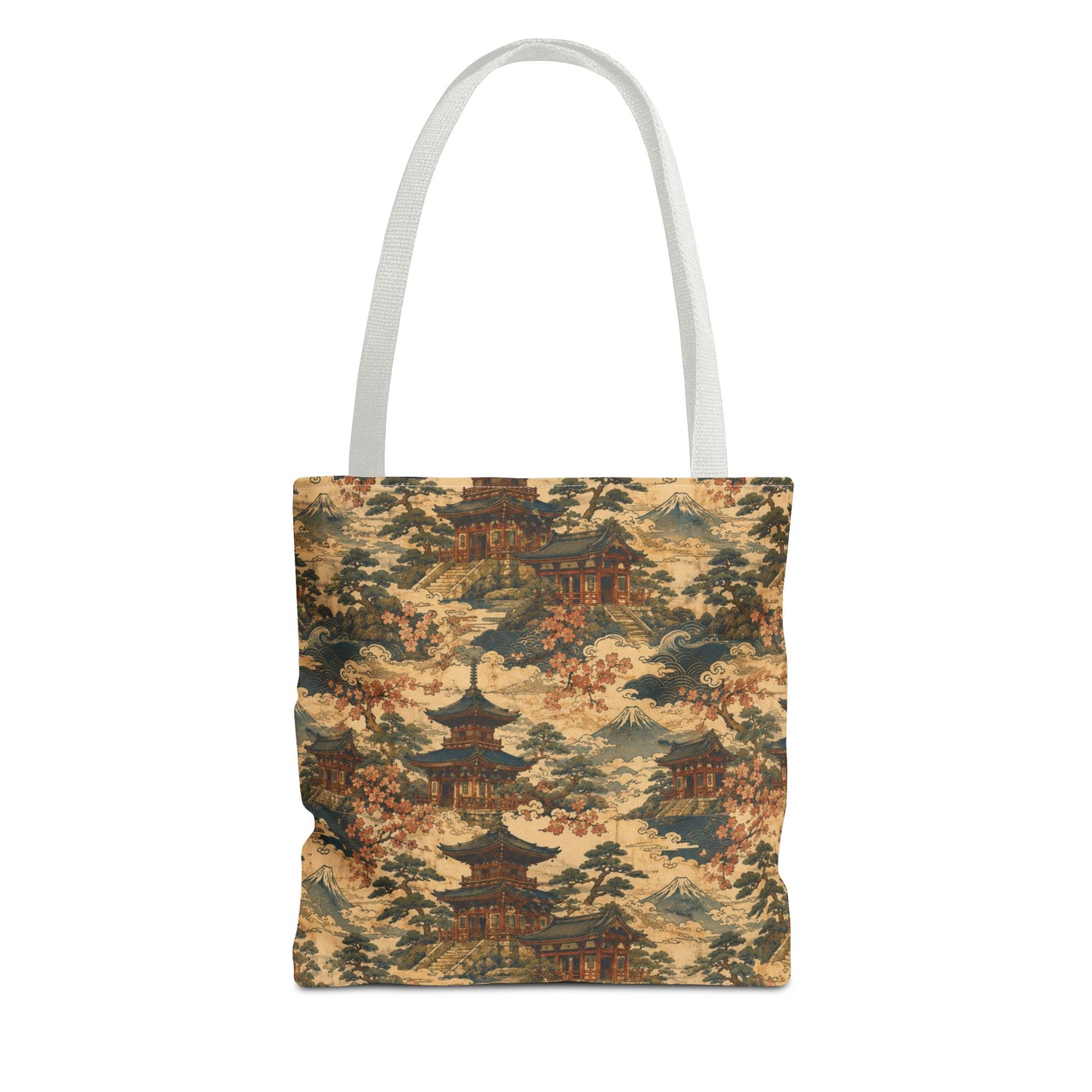 Vintage Japanese Temple Painting Full Art Tote Bag