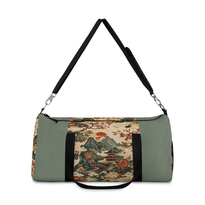 East Asian Vintage Landscape Pastel Green Duffel Gym Bag