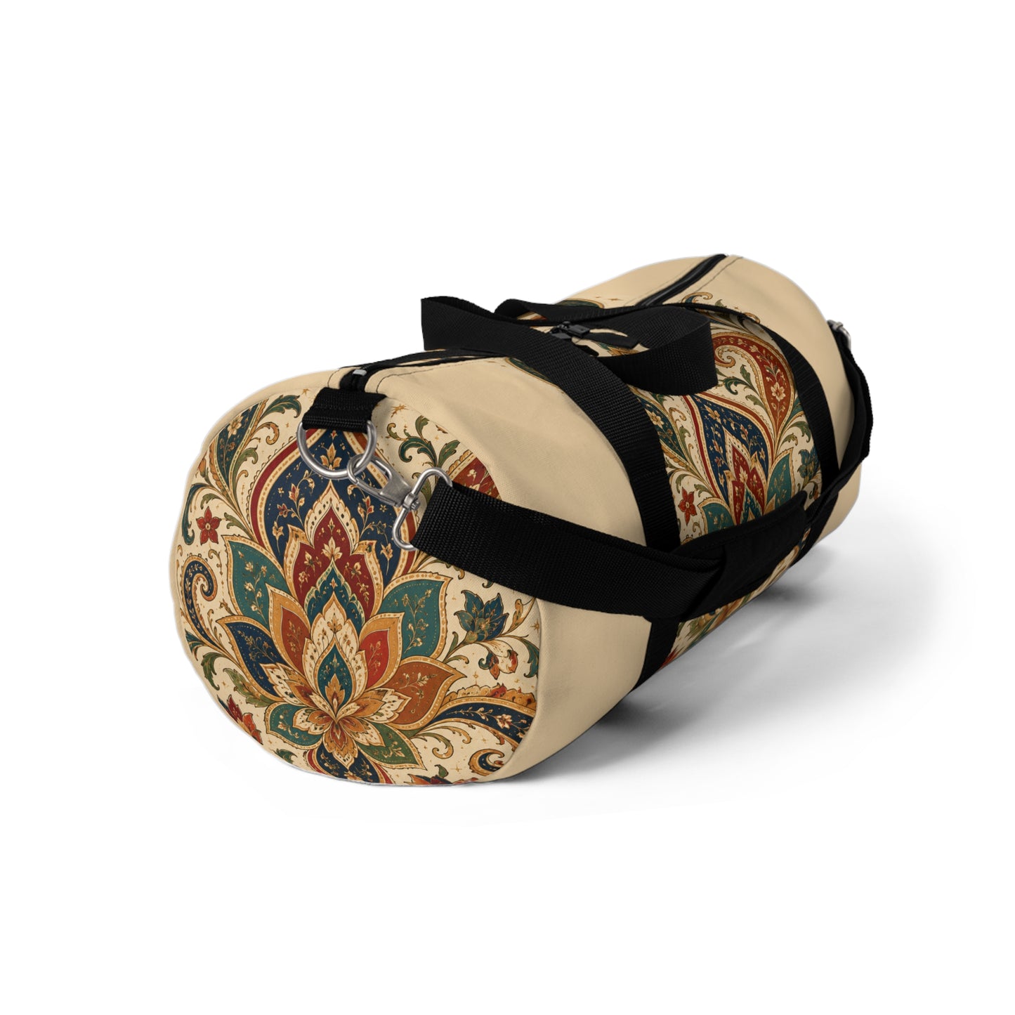 Indian Vintage Floral Paisley Beige Duffel Gym Bag
