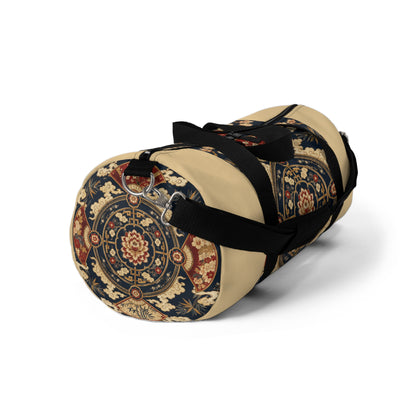 East Asian Mandala Beige Duffel Gym Bag