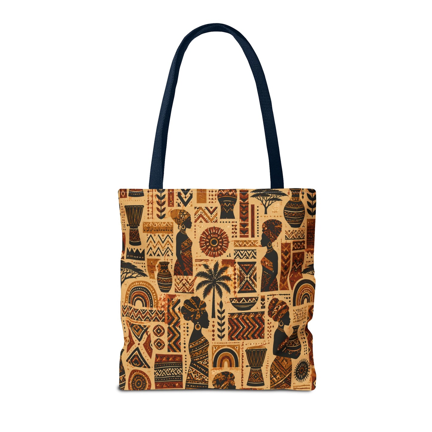 African Tribal Ethnic Silhouette Pattern Full Art Tote Bag