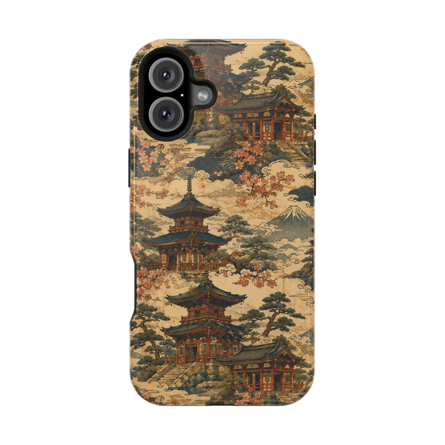 Vintage Japanese Temple Painting Magnetic Impact-Resistant iPhone Cases