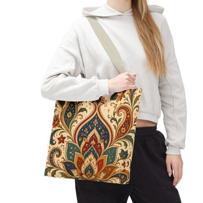Indian Vintage Paisley Floral Full Art Tote Bag