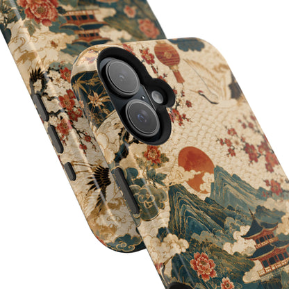 East Asian Vintage Landscape iPhone Case | Magnetic Impact-Resistant Case