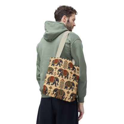 Indian Vintage Traditional Elephant Tapestry Full Art Tote Bag