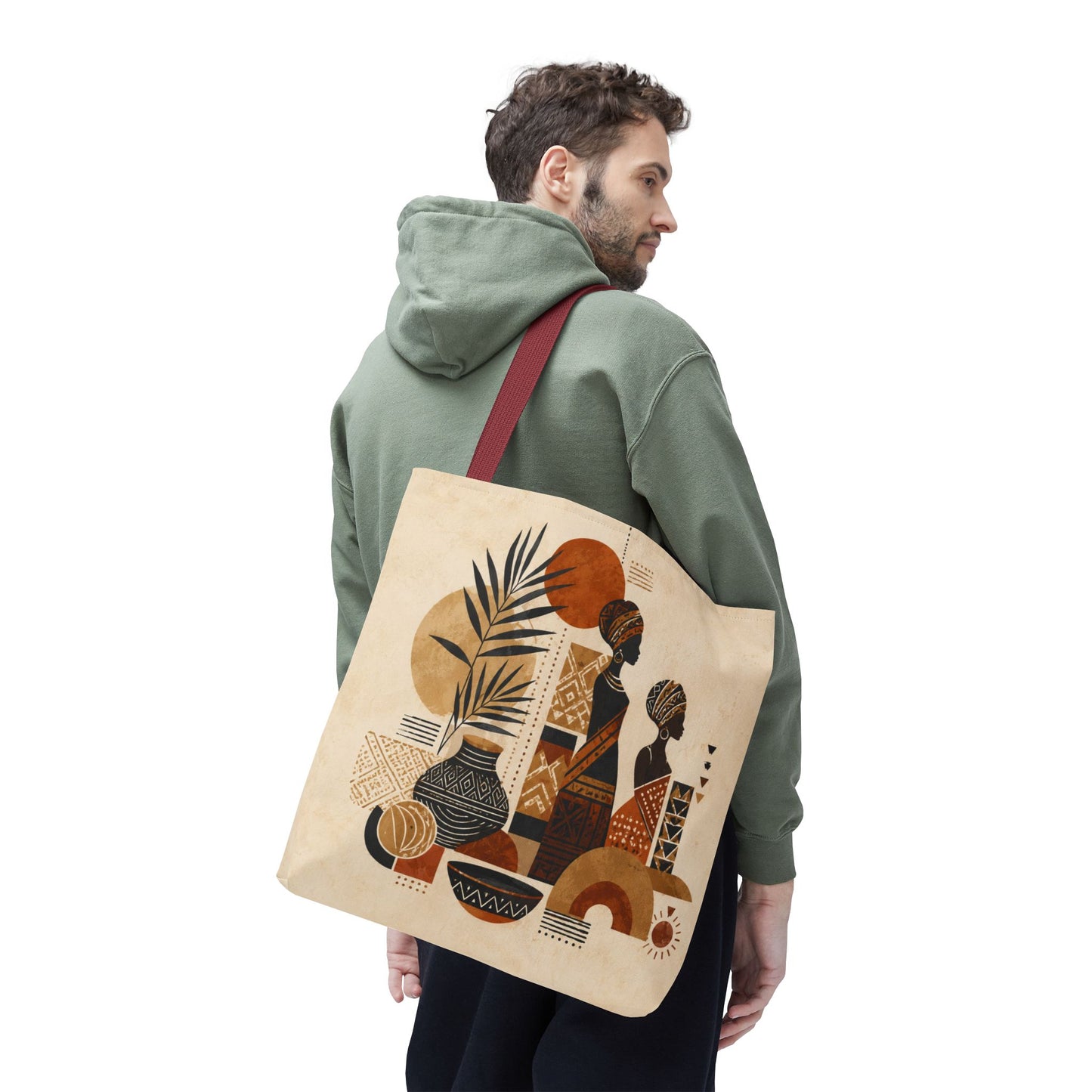 African Silhouette Pattern Full Art Tote Bag