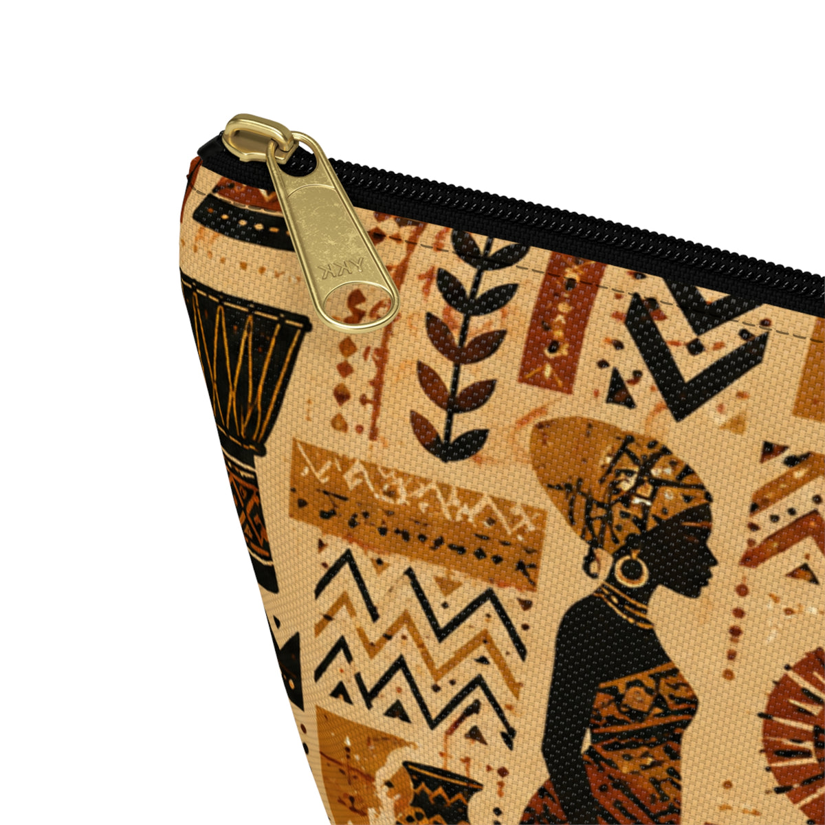 African Tribal Ethnic Silhouette Pattern Accessory Pouch Makeup Bag