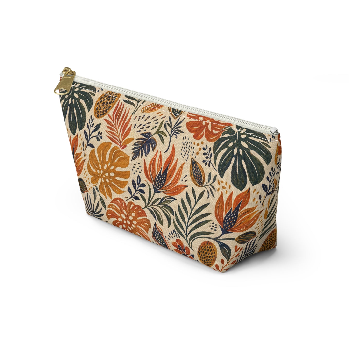African Tribal Botanical Palm Accessory Pouch Makeup Bag