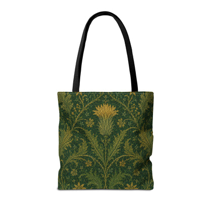 William Morris Forest Green Damask Floral Full Tote Bag