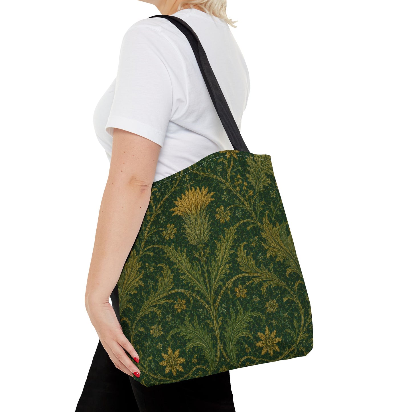 William Morris Forest Green Damask Floral Full Tote Bag