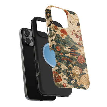 East Asian Vintage Landscape iPhone Case | Magnetic Impact-Resistant Case