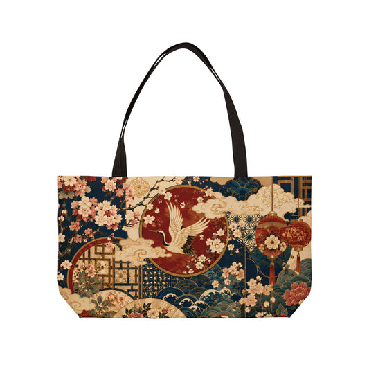 East Asian Floral Crane Weekender Tote Bag