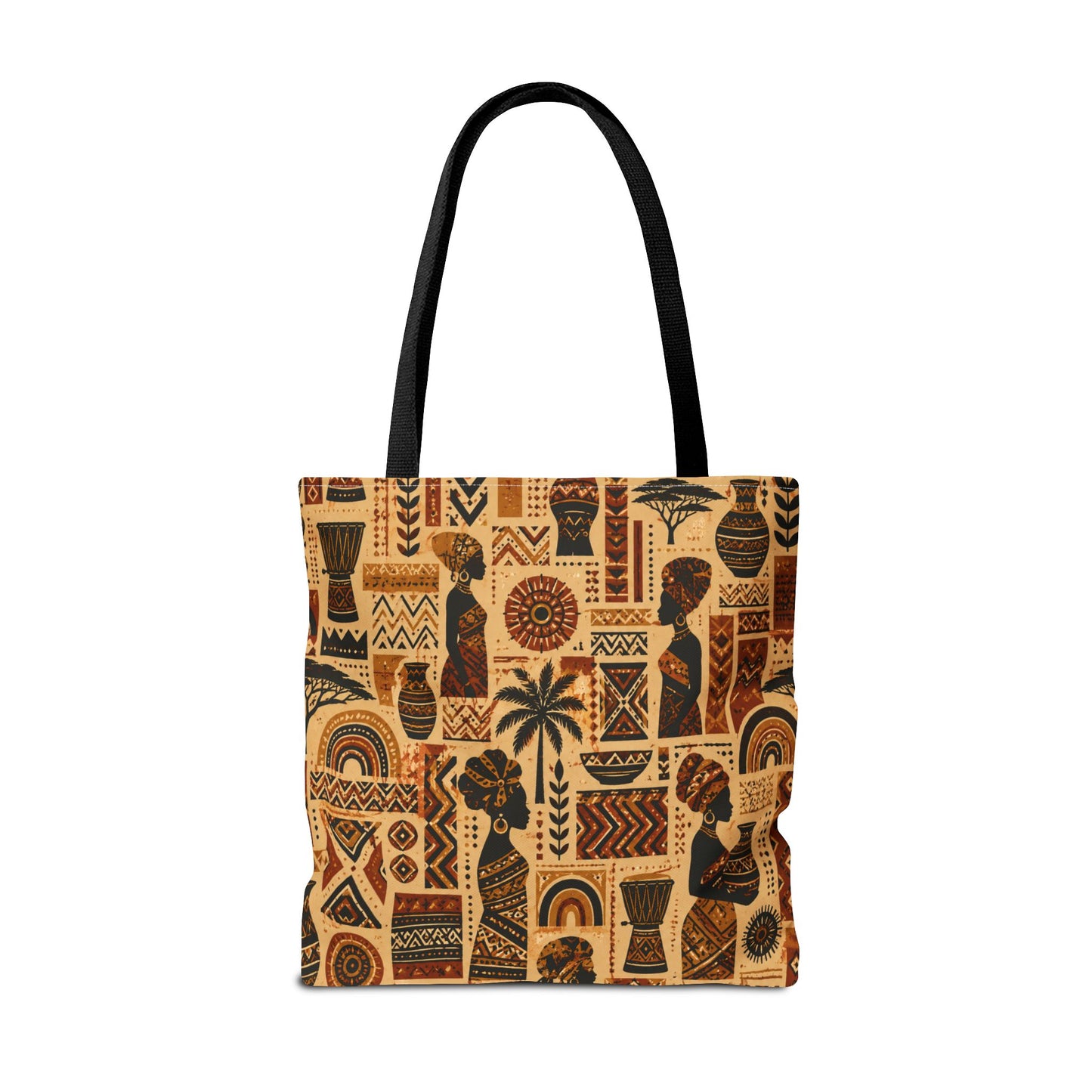 African Tribal Ethnic Silhouette Pattern Full Art Tote Bag