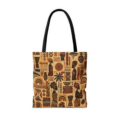 African Tribal Ethnic Silhouette Pattern Full Art Tote Bag