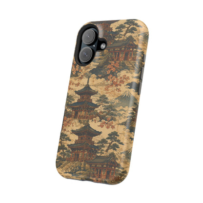Vintage Japanese Temple Painting Magnetic Impact-Resistant iPhone Cases