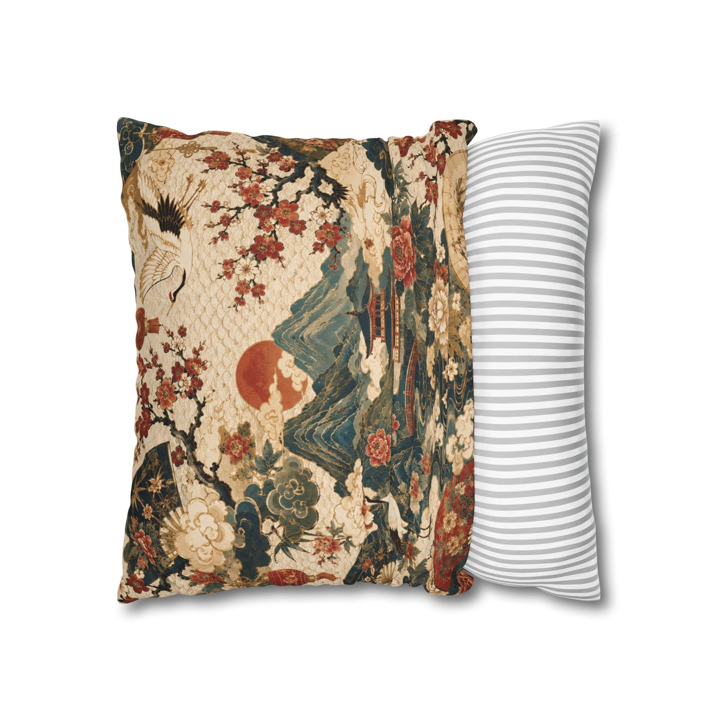 East Asian Vintage Landscape Pillow Case