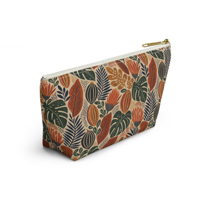 African Tribal Botanical Cacti Leaf Accessory Pouch Makeup Bag