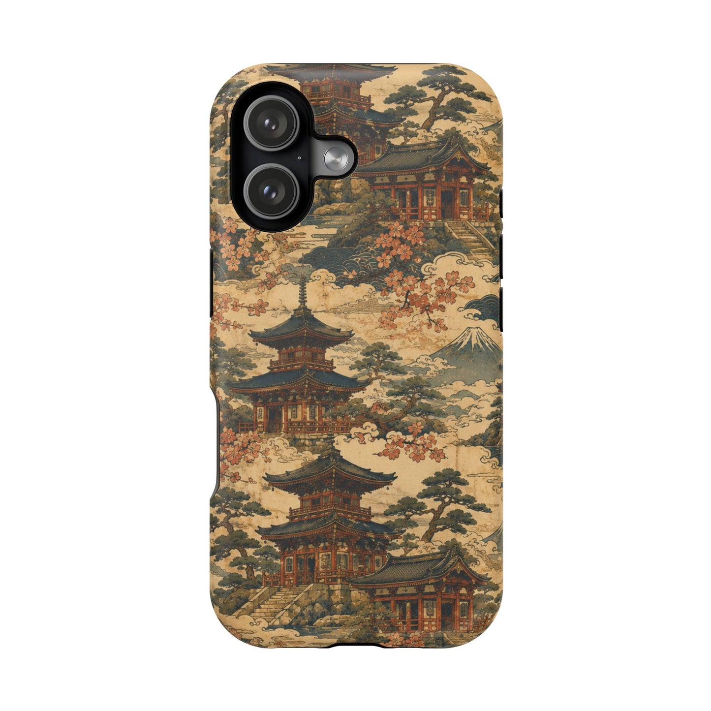Vintage Japanese Temple Painting Magnetic Impact-Resistant iPhone Cases