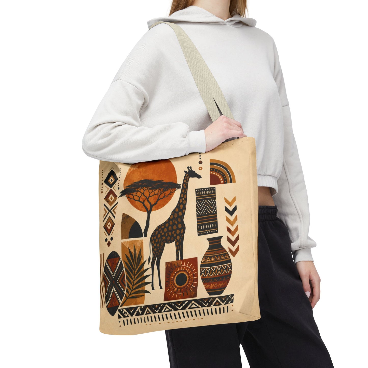 African Safari Giraffe Full Art Tote Bag