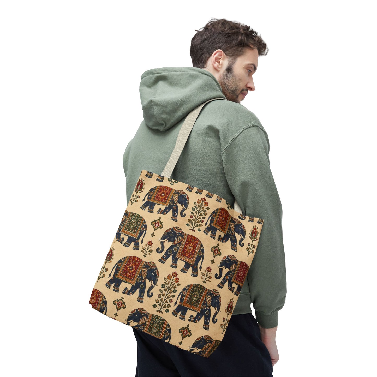 Indian Vintage Traditional Elephant Tapestry Full Art Tote Bag