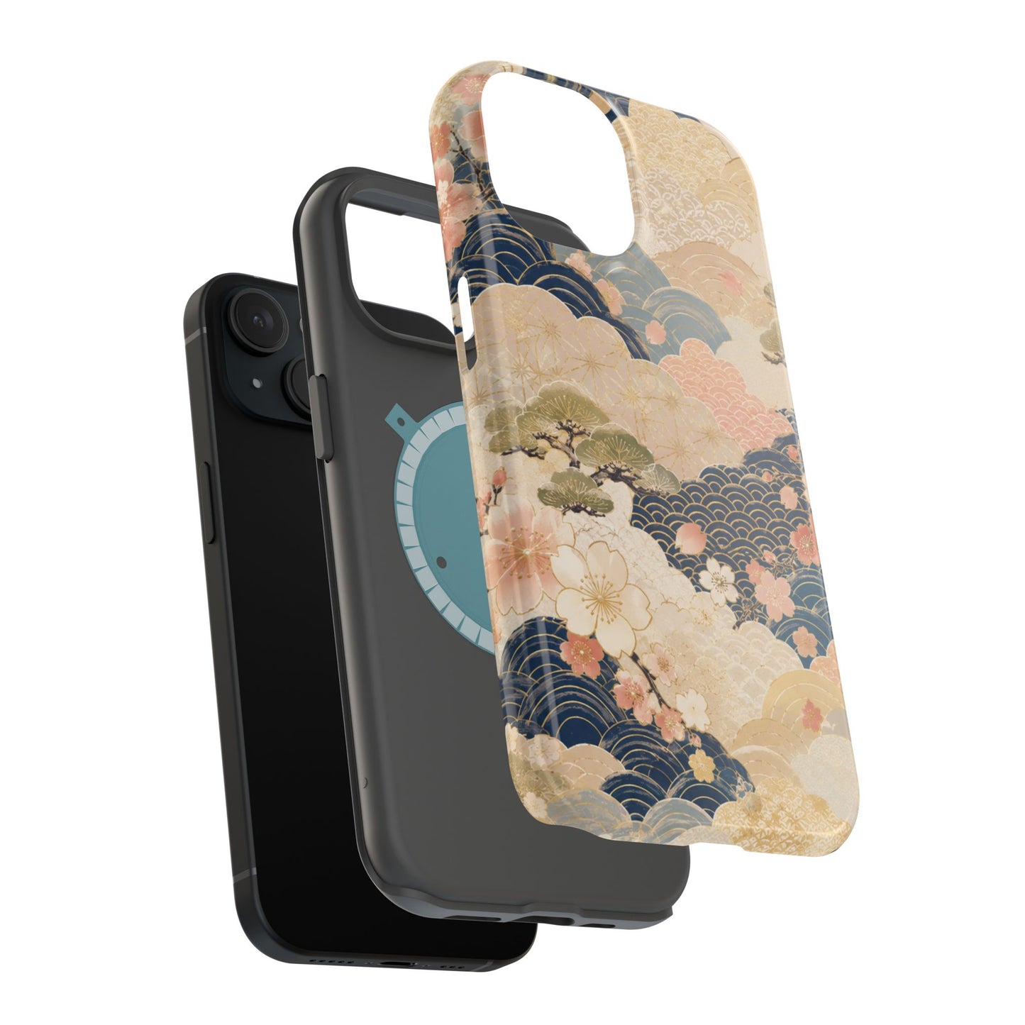 Vintage Japanese Floral Wave Magnetic Impact-Resistant iPhone Cases