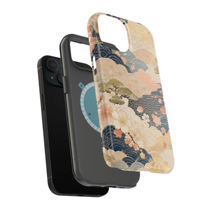 Vintage Japanese Floral Wave Magnetic Impact-Resistant iPhone Cases