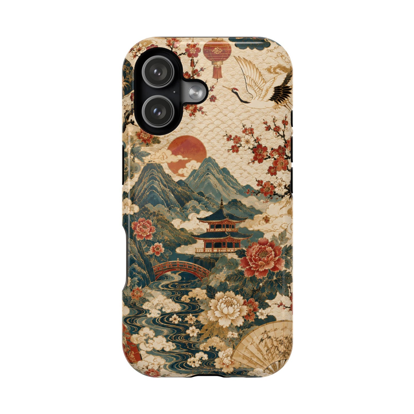 East Asian Vintage Landscape iPhone Case | Magnetic Impact-Resistant Case